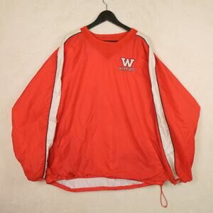 Vintage Eastbay Red White Warriors Windbreaker Sz 2XL Pullover Sports Crew Neck